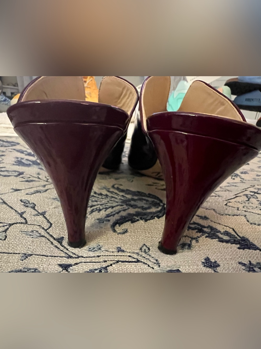 Nordstrom signature ruby red patent leather mules. Size 8.5 Made in Italy. - Picture 3 of 6